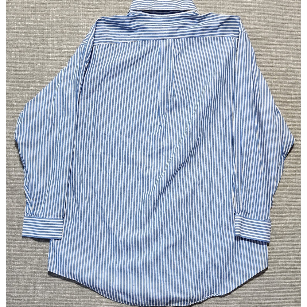 Daniel Cremieux Mens 17 34 Staney Shirt Blue White Striped Cotton Button Down - Picture 8 of 8